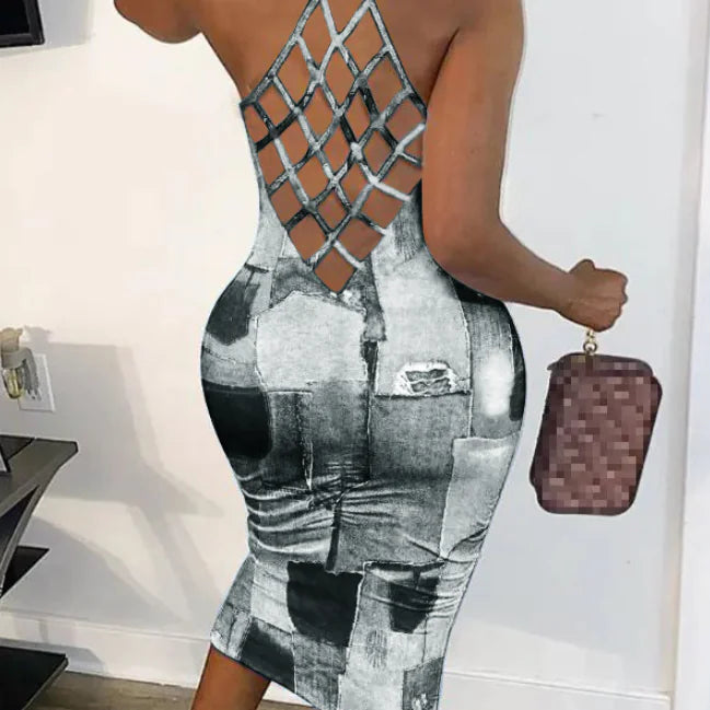 Comfortable Slim Fit Women's Multicolor Grid Dresses