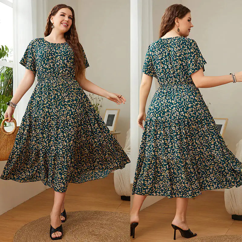 Floral Printed Plus Size Summer Dresses for Women