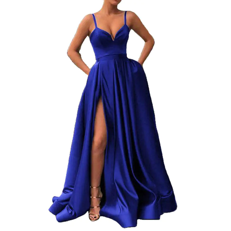 Women's Satin Halter Dresses for Banquets and Parties