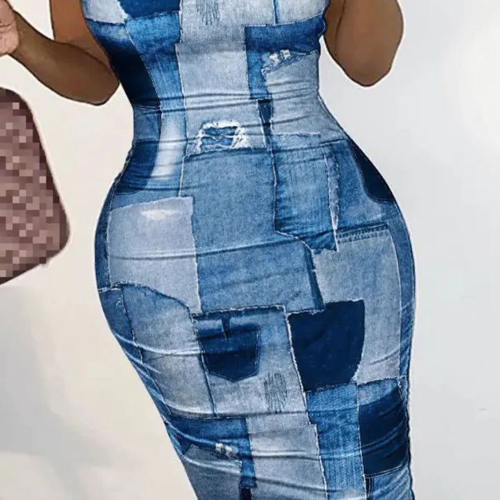 Comfortable Slim Fit Women's Multicolor Grid Dresses