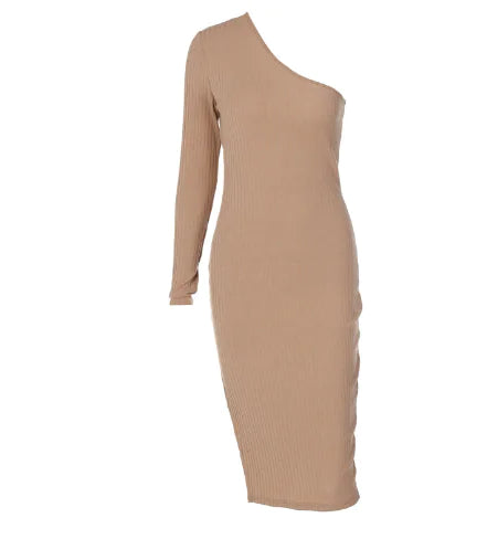 Fashionable One-Shoulder Bodycon Dress for Fall 2020
