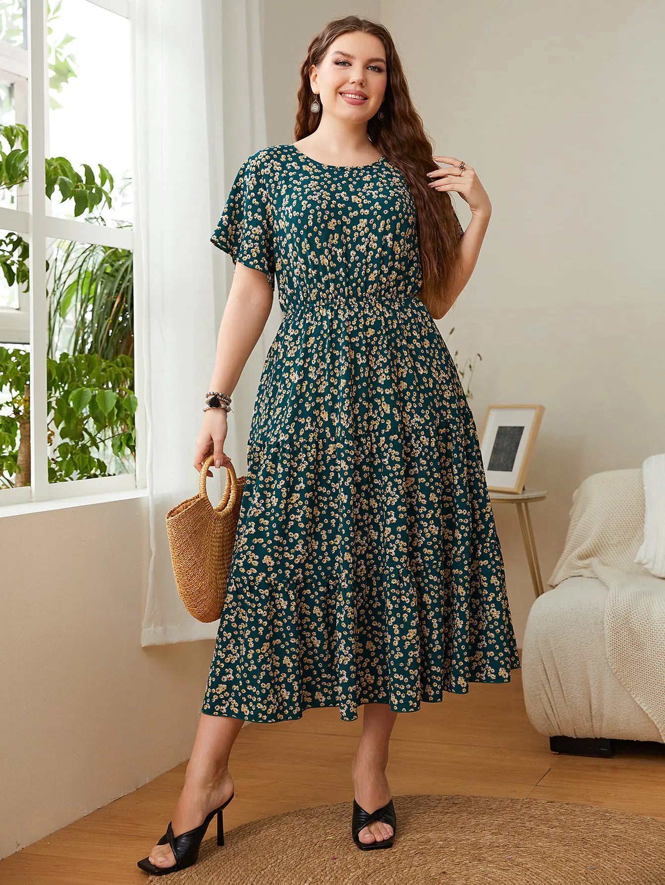 Floral Printed Plus Size Summer Dresses for Women
