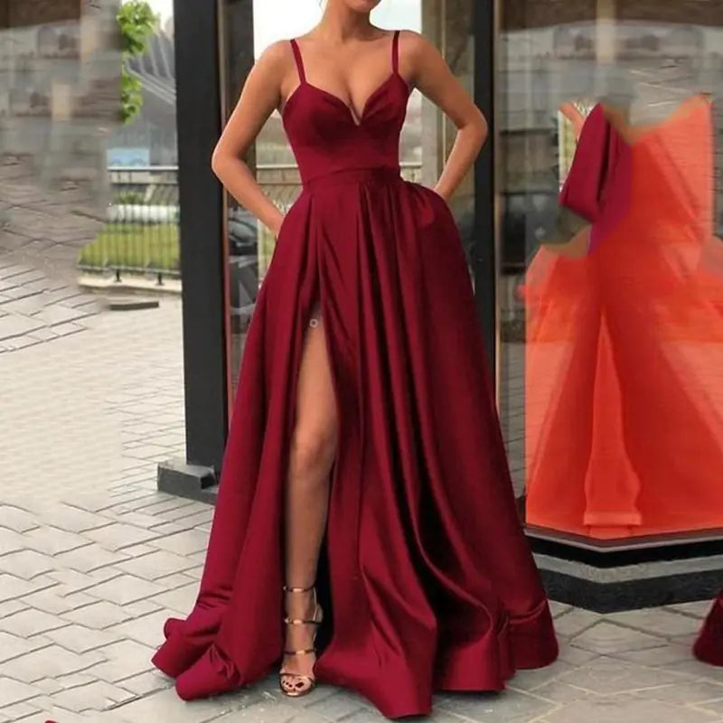Women's Satin Halter Dresses for Banquets and Parties